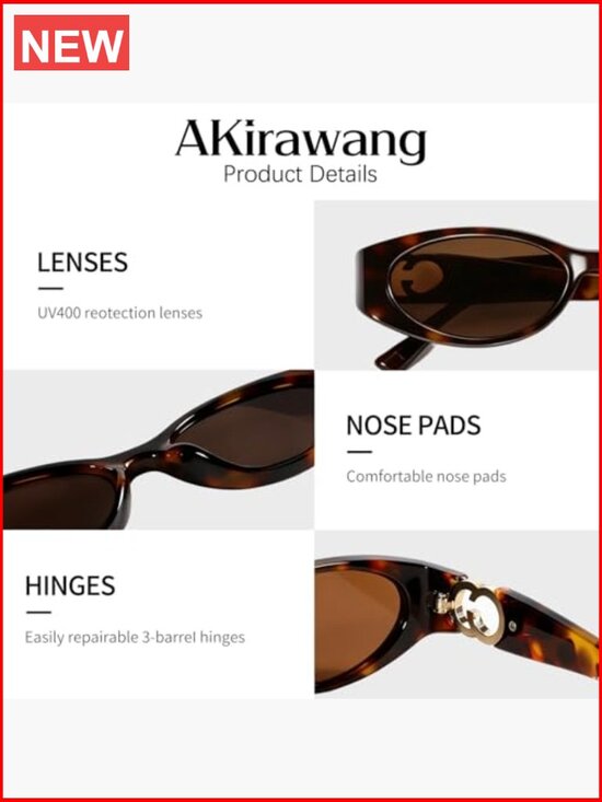 Retro Oval Cat Eye Sunglasses UV Protection Lightweight Vintage Fashion